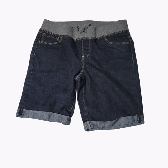 Arizona Jean Co Denim Shorts Girls Plus Sz 14.5 Dark Wash Gray Elastic Waistband - Picture 1 of 3